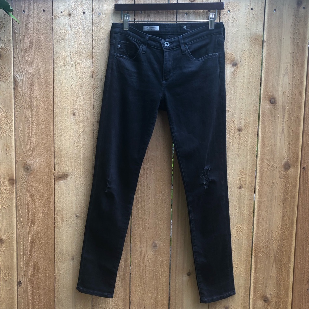 AG Stevie ankle jeans black skinny jeans with holes distressed size 26 - Picture 14 of 16